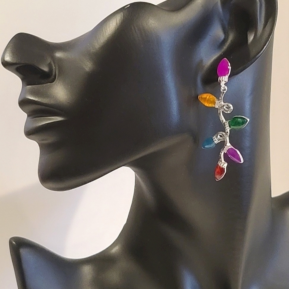 Christmas Tree Lights Dangle Post Earrings